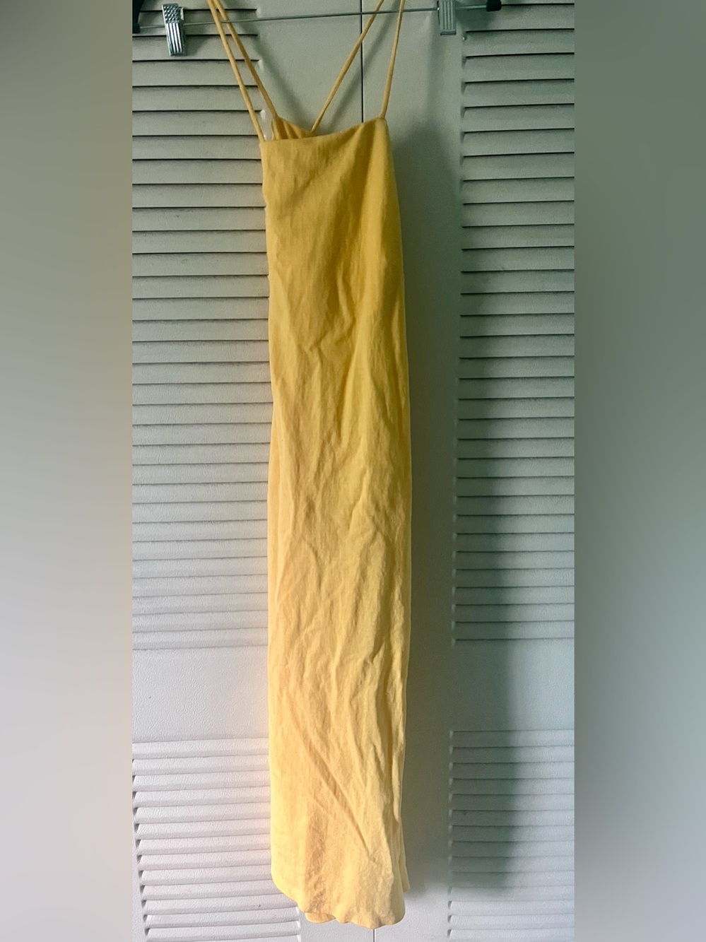 H&M Yellow Spaghetti-Strap Backless Midi Dress